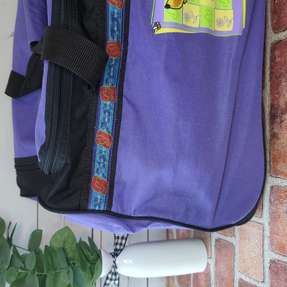Vintage 90's Disney Winnie the Pooh Large Purple Rolling Duffel Travel Bag RARE - Picture 3 of 16